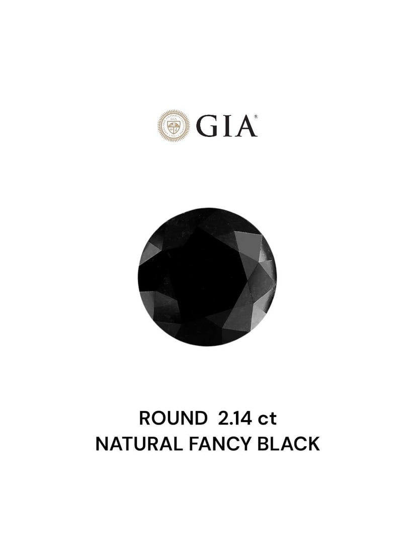 Loose Diamond - ROUND 2.14ct Fancy Black VVS2: Loose Diamond - ROUND 2.14ct Fancy Black VVS2 Source: Natural Shape: ROUND Carats: 2.14 Color: Fancy Black Certification: GIA Video: