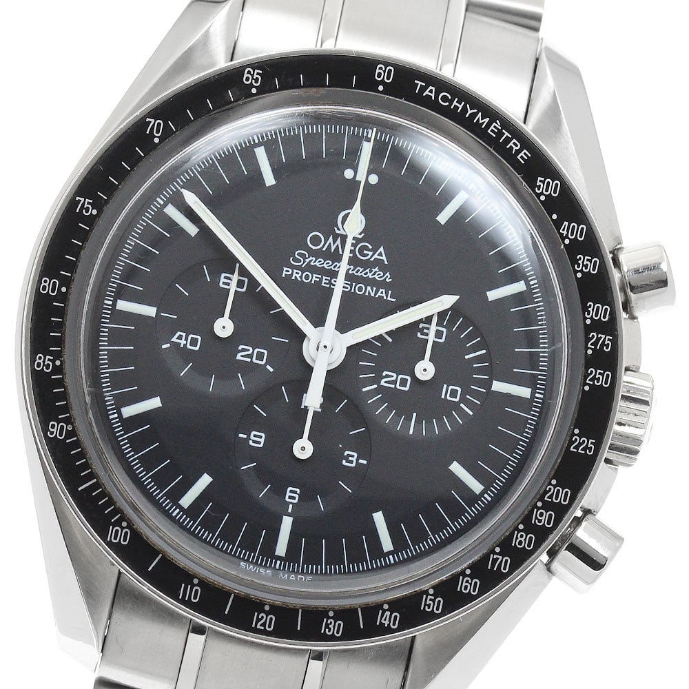 Omega Speedmaster Professional Moonwatch Chronograph Men's Wristwatch: Omega Speedmaster Professional Moonwatch Chronograph Men's Wristwatch This is an OMEGA 3570.50 Speedmaster Professional Moonwatch Chronograph designed for men. It is a Swiss-made wristwatch and is off