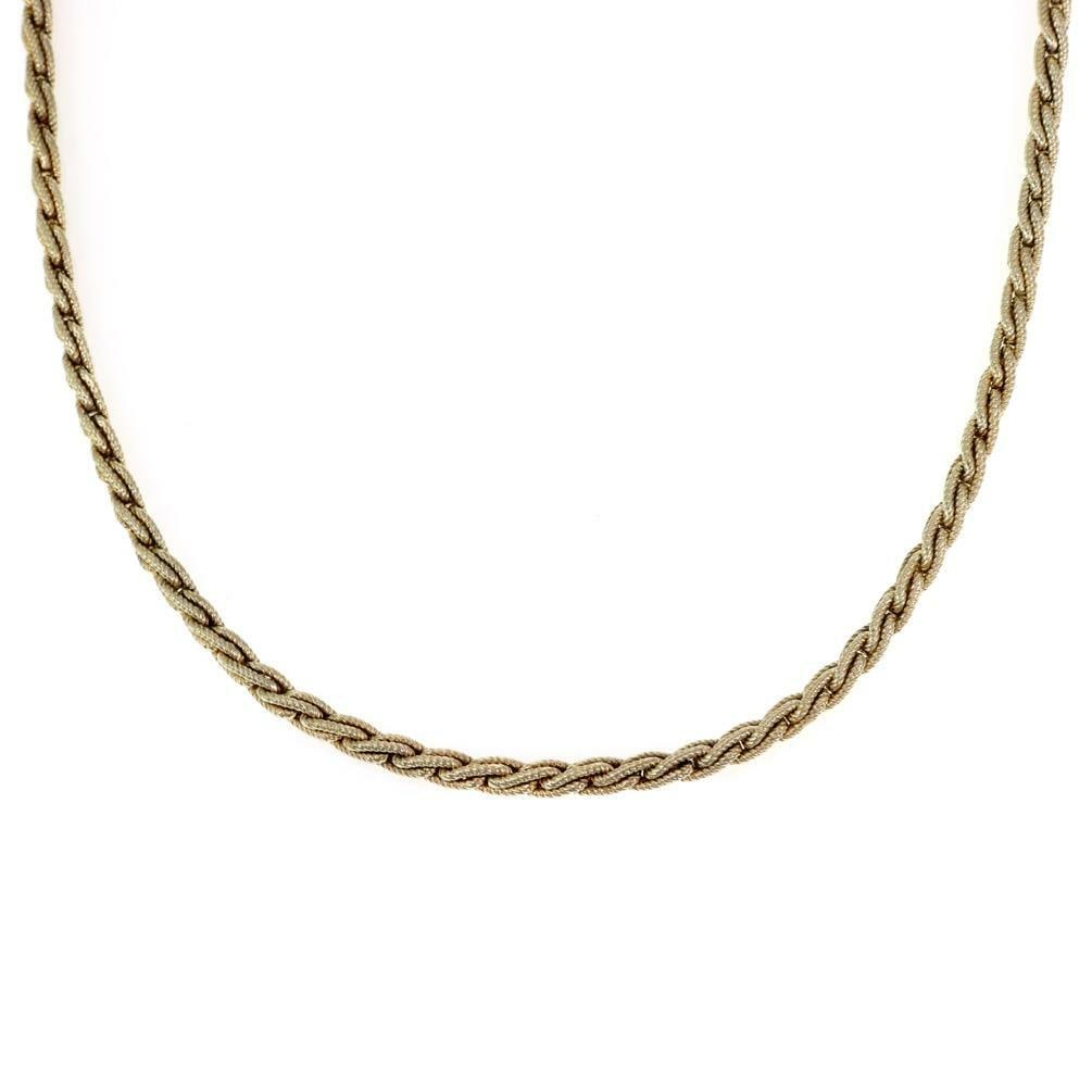 Tiffany & Co 14k Yellow Gold Textured Braided Necklace 17in: Tiffany & Co 14k Yellow Gold Textured Braided Necklace 17in Elevate your jewelry collection with this exquisite Tiffany & Co. chain necklace. Crafted from authentic 14k yellow gold, this piece feature