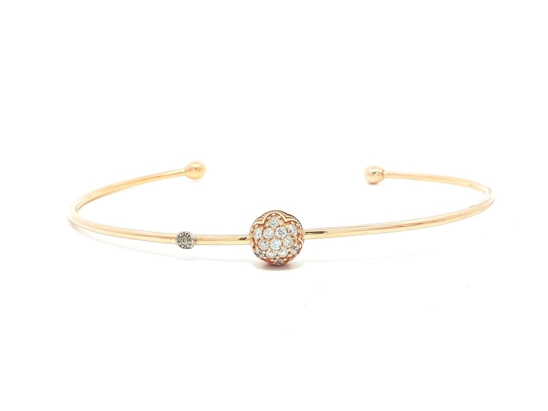 Women's 18k Rose Gold Diamond Pave Cluster Open Cuff Bangle by Tacori: Women's 18k Rose Gold Diamond Pave Cluster Open Cuff Bangle by Tacori This Tacori open cuff bangle bracelet is crafted from solid 18k rose gold and features a domed cluster design with 13 round brilli