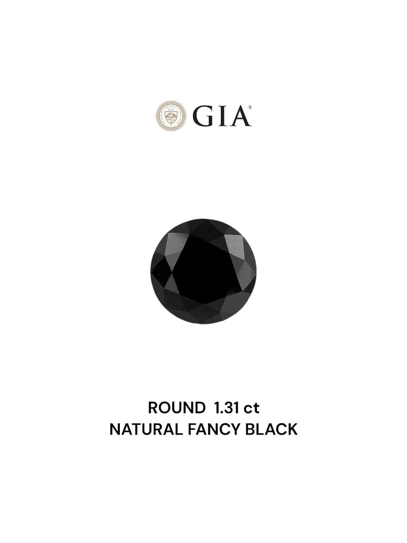 Loose Diamond - ROUND 1.31ct Fancy Black VVS2: Loose Diamond - ROUND 1.31ct Fancy Black VVS2 Source: Natural Shape: ROUND Carats: 1.31 Color: Fancy Black Certification: GIA Video: