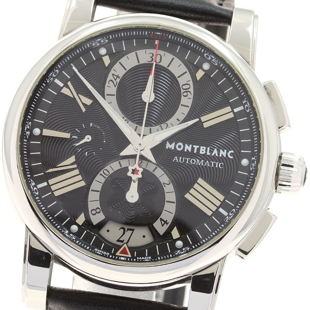 Mens Automatic Chronograph Wristwatch Montblanc 7104 Star: Mens Automatic Chronograph Wristwatch Montblanc 7104 Star Montblanc 7104 Star Chronograph Automatic men's wristwatch in pre-owned condition. This Swiss-made timepiece features an automatic movement an