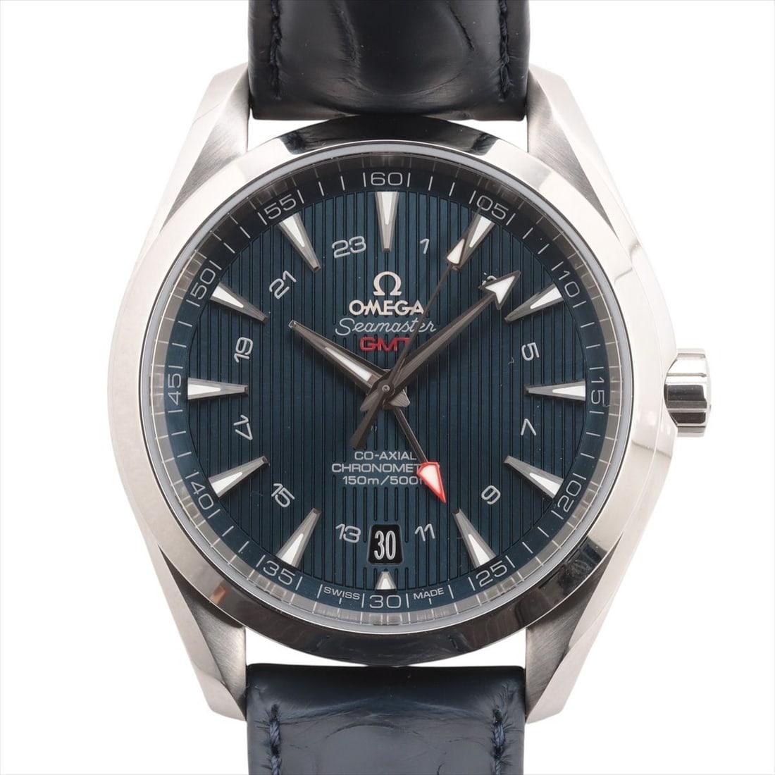 OMEGA Aqua Terra GMT Co Axial Chronometer Men's Wristwatch 231.13.43.22.03.001: OMEGA Aqua Terra GMT Co Axial Chronometer Men's Wristwatch 231.13.43.22.03.001 This OMEGA Seamaster AquaTerra 150M Co-Axial Chronometer GMT wristwatch is a Swiss-made timepiece designed for men. It fe
