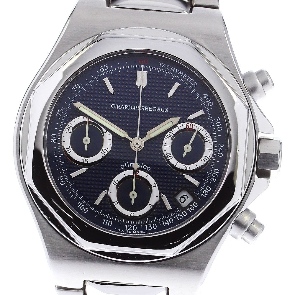 Girard Perregaux Laureato Olimpico 8017 Steel Automatic Chronograph Watch: Girard Perregaux Laureato Olimpico 8017 Steel Automatic Chronograph Watch This Girard Perregaux Laureato Olimpico Chronograph men's wristwatch features a stainless steel case and bracelet with a strik