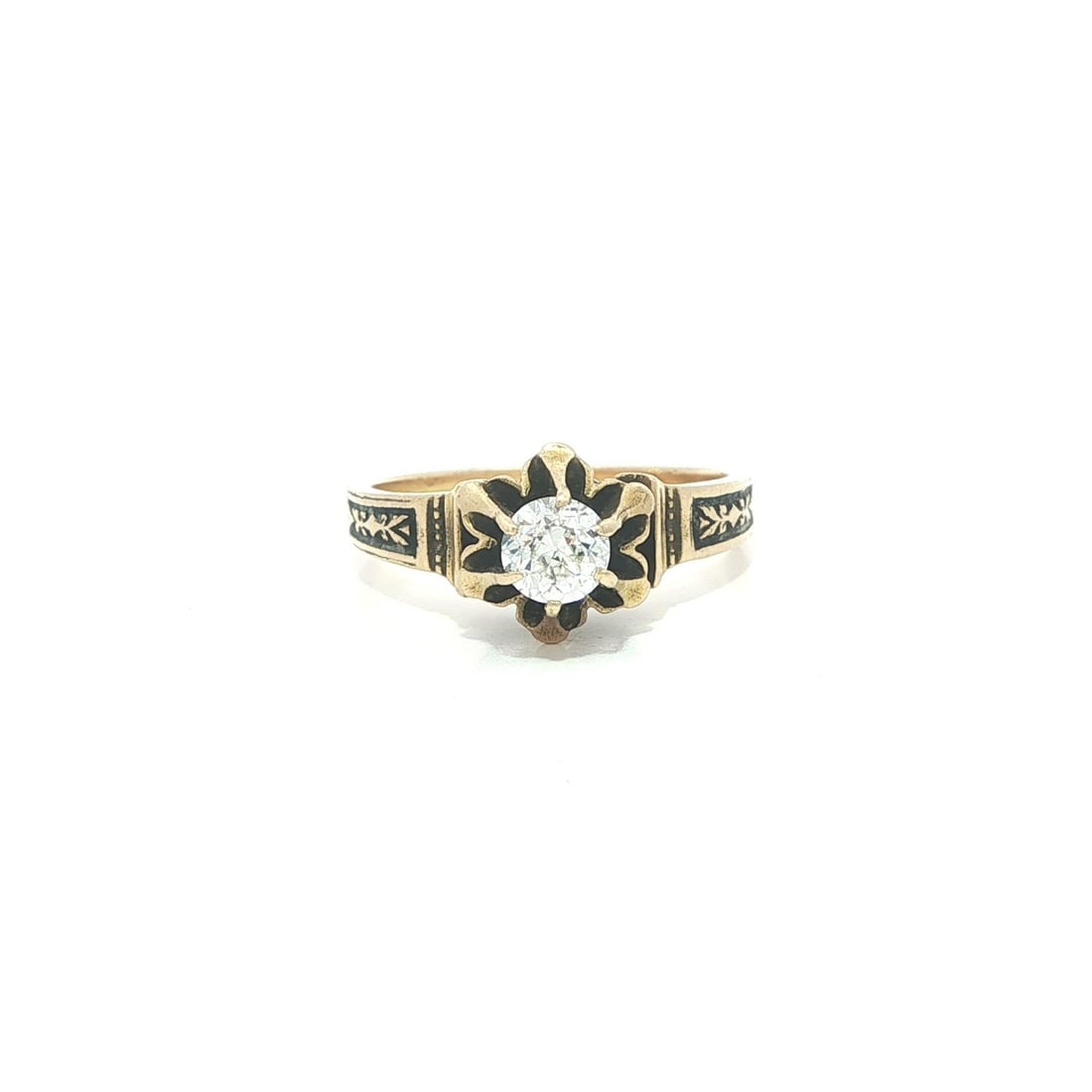 Victorian Era Yellow Gold Ring with 0.36ct Old European Cut Diamond: Victorian Era Yellow Gold Ring with 0.36ct Old European Cut Diamond This antique Victorian ring features a natural old European cut diamond weighing approximately 0.36 carats, prong set in a buttercup