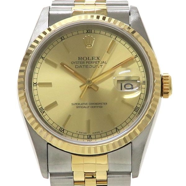 Rolex 16233 36mm Two Tone Automatic Men's Wristwatch: Rolex 16233 36mm Two Tone Automatic Men's Wristwatch This pre-owned Rolex Datejust 36mm model 16233 men's wristwatch features a stainless steel body with yellow gold accents on the bezel and portions 