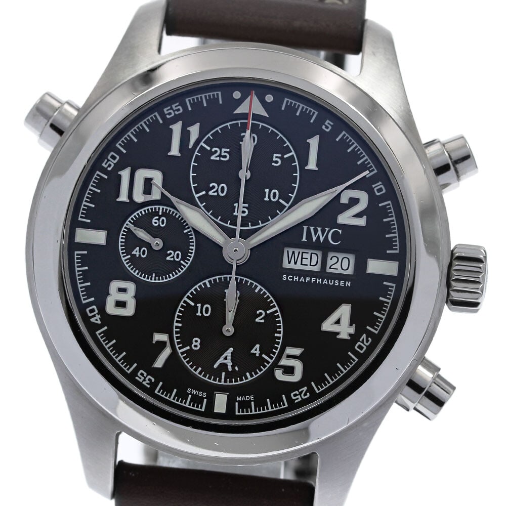 IWC Antoine de Saint Exupery Chronograph Day Date Automatic 44mm: IWC Antoine de Saint Exupery Chronograph Day Date Automatic 44mm This IWC IW371808 Pilot's Watch Antoine de Saint-Exupery is a men's automatic wristwatch crafted in Switzerland. The watch features a s