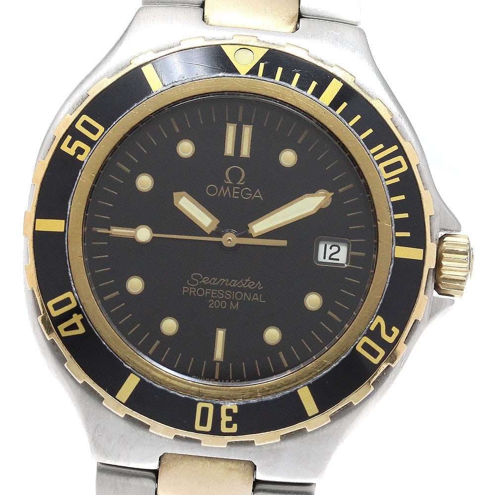 OMEGA Seamaster 200 men's quartz wristwatch YG combination: OMEGA Seamaster 200 men's quartz wristwatch YG combination OMEGA Seamaster 200 YG Combination Quartz men's wristwatch, pre-owned and made in Switzerland. The listing identifies it as a quartz watch fr