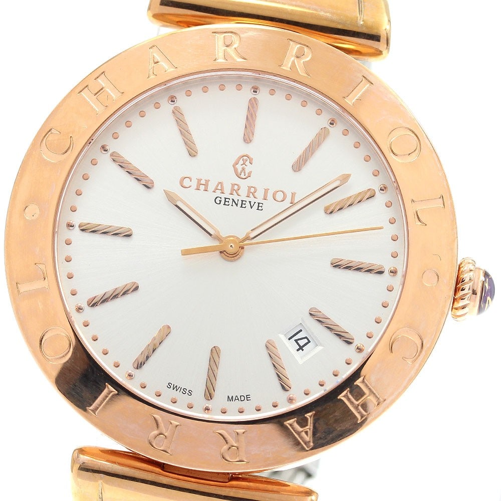 CHARRIOL Alexandre quartz date men's wristwatch 40mm silver dial: CHARRIOL Alexandre quartz date men's wristwatch 40mm silver dial This CHARRIOL Alexandre Date Quartz men's wristwatch features a stainless steel and gold-plated case paired with a stainless steel brac