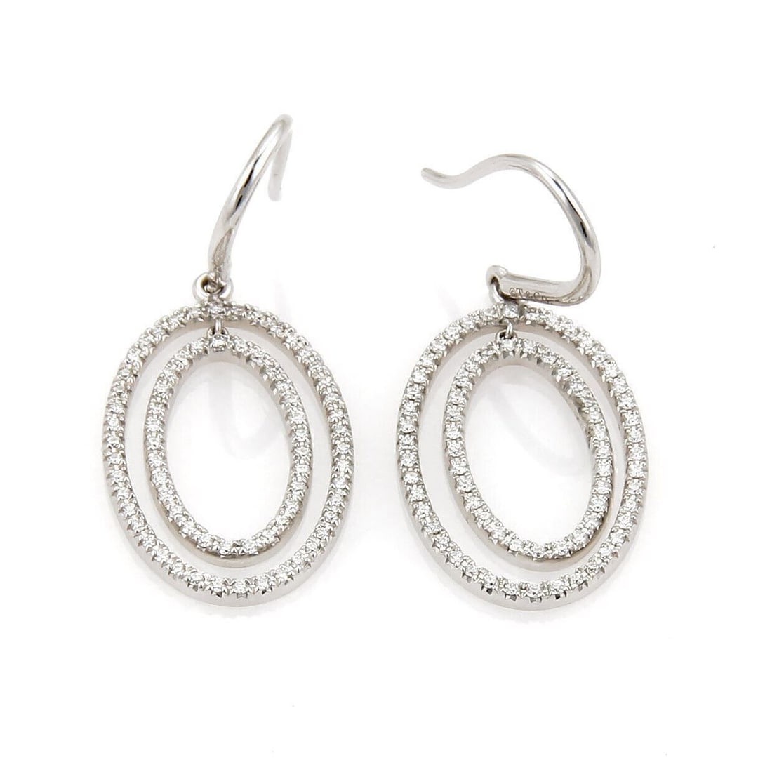 Tiffany & Co. Metro Oval Drop Earrings in 18k White Gold Diamond (1 of 5)