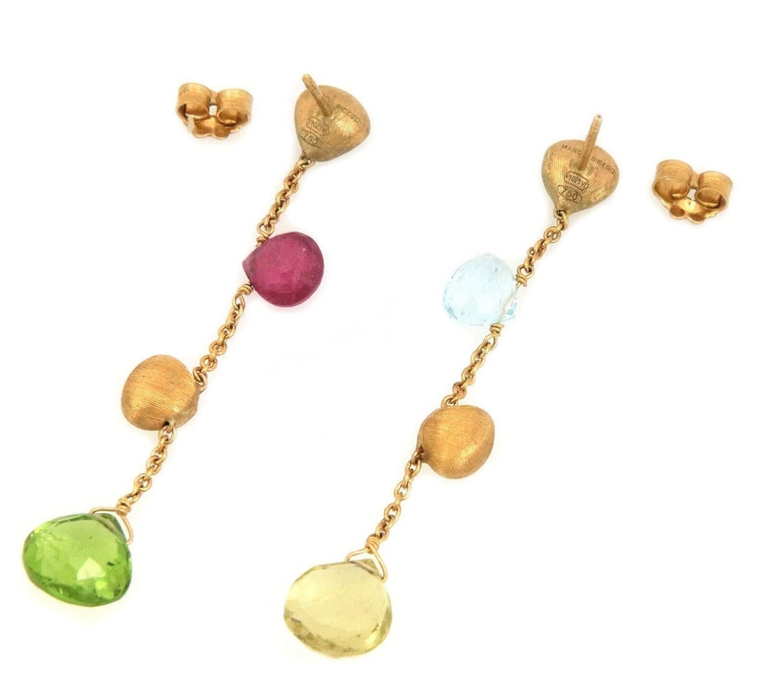 Marco Bicego Paradise 18k Yellow Gold Gemstone Drop Earrings (1 of 4)