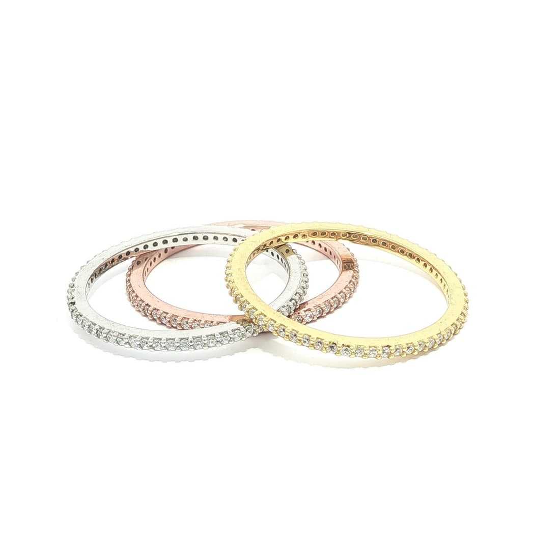 Unbranded stacking eternity band ring set yellow and rose gold plated silver: Unbranded stacking eternity band ring set yellow and rose gold plated silver Set of stacking eternity band rings for women, crafted in sterling silver with yellow gold and rose gold plating. The rings