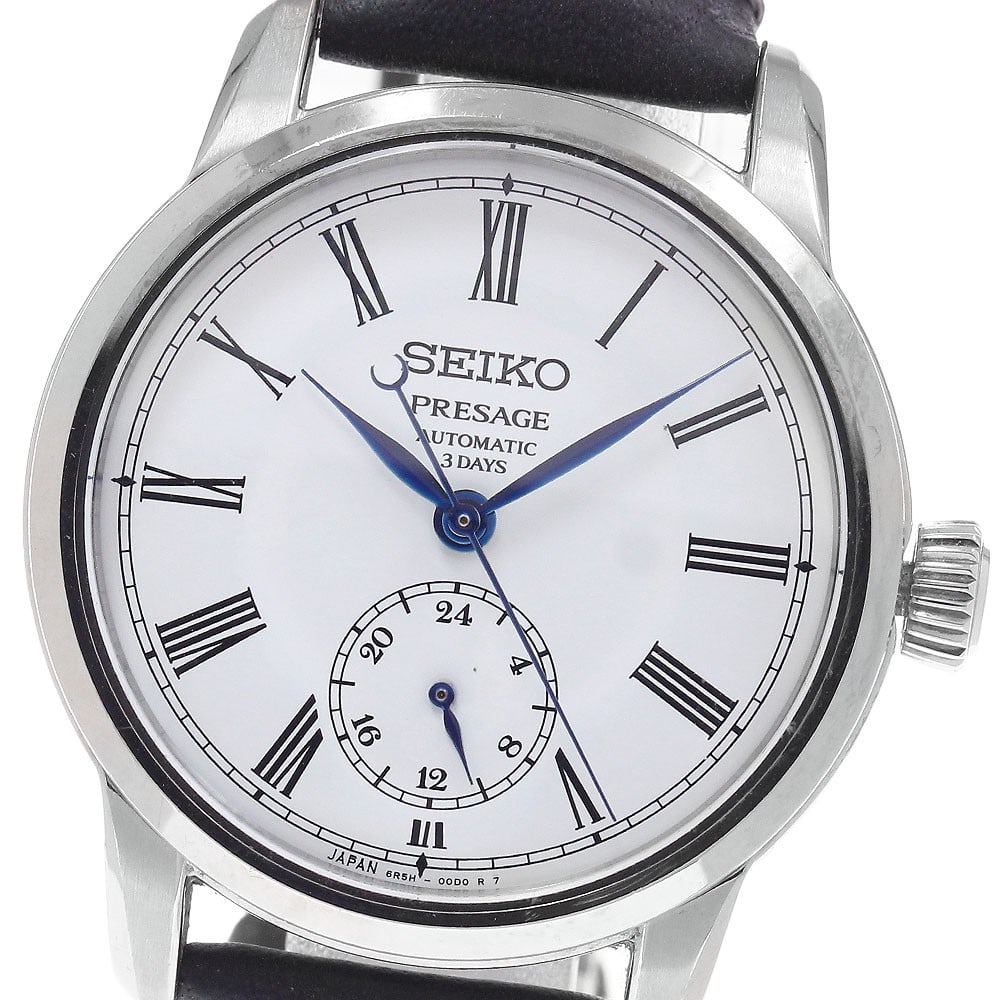 SEIKO Presage Automatic White Dial Men's Wristwatch SART009 40mm: SEIKO Presage Automatic White Dial Men's Wristwatch SART009 40mm This Seiko Presage SART009/6R5H-00D0 is an automatic men's wristwatch featuring a white enamel dial and stainless steel case. The watch