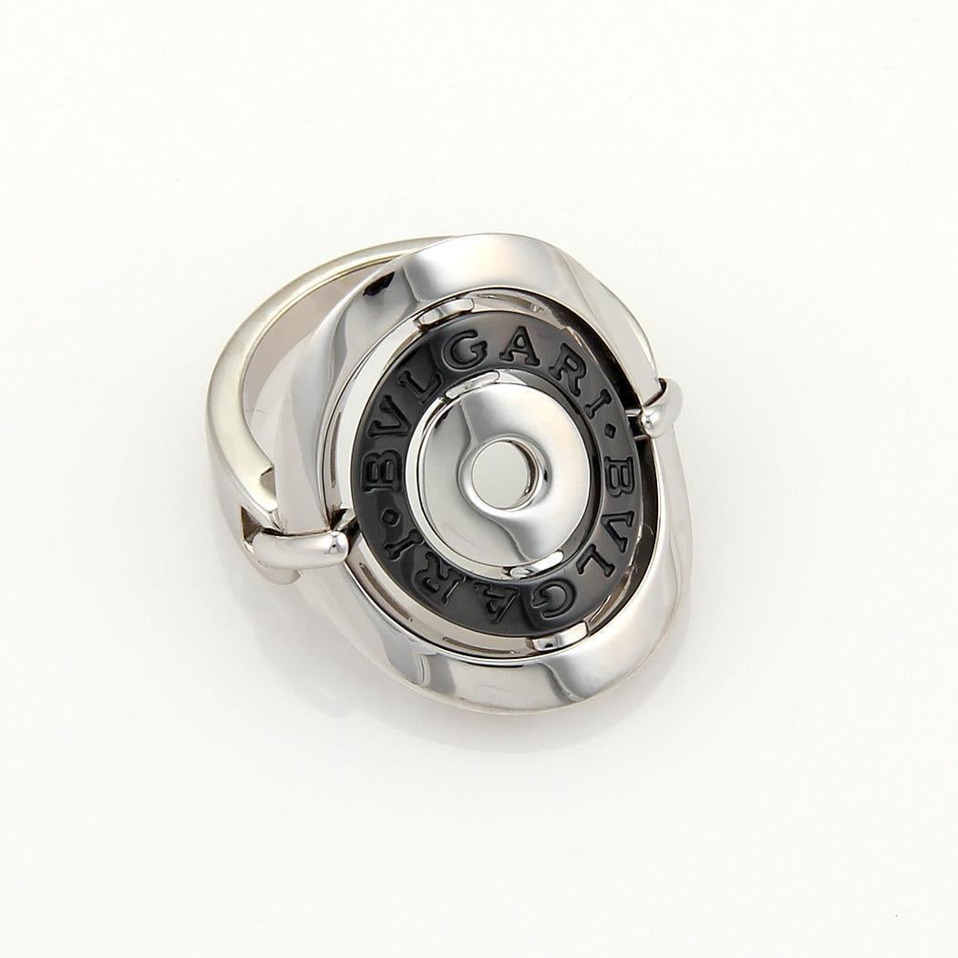 Bvlgari Astrale Cerchi 18k White Gold Stainless Steel Ring Size 6: Bvlgari Astrale Cerchi 18k White Gold Stainless Steel Ring Size 6 Presenting a stunning ring from the Bulgari Astrale Cerchi collection, expertly crafted from 18k white gold and accented with darkened