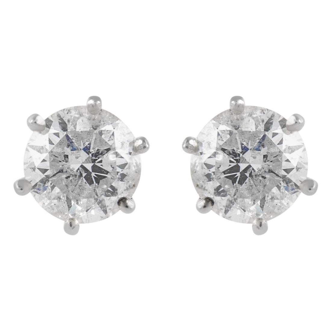 EGL Certified 2.38 Carat G Color Diamond Stud Earrings in 14k White Gold: EGL Certified 2.38 Carat G Color Diamond Stud Earrings in 14k White Gold Elevate your elegance with these stunning EGL Certified 2.38 Carat Diamond Stud Earrings. Crafted in 14k white gold, each earri