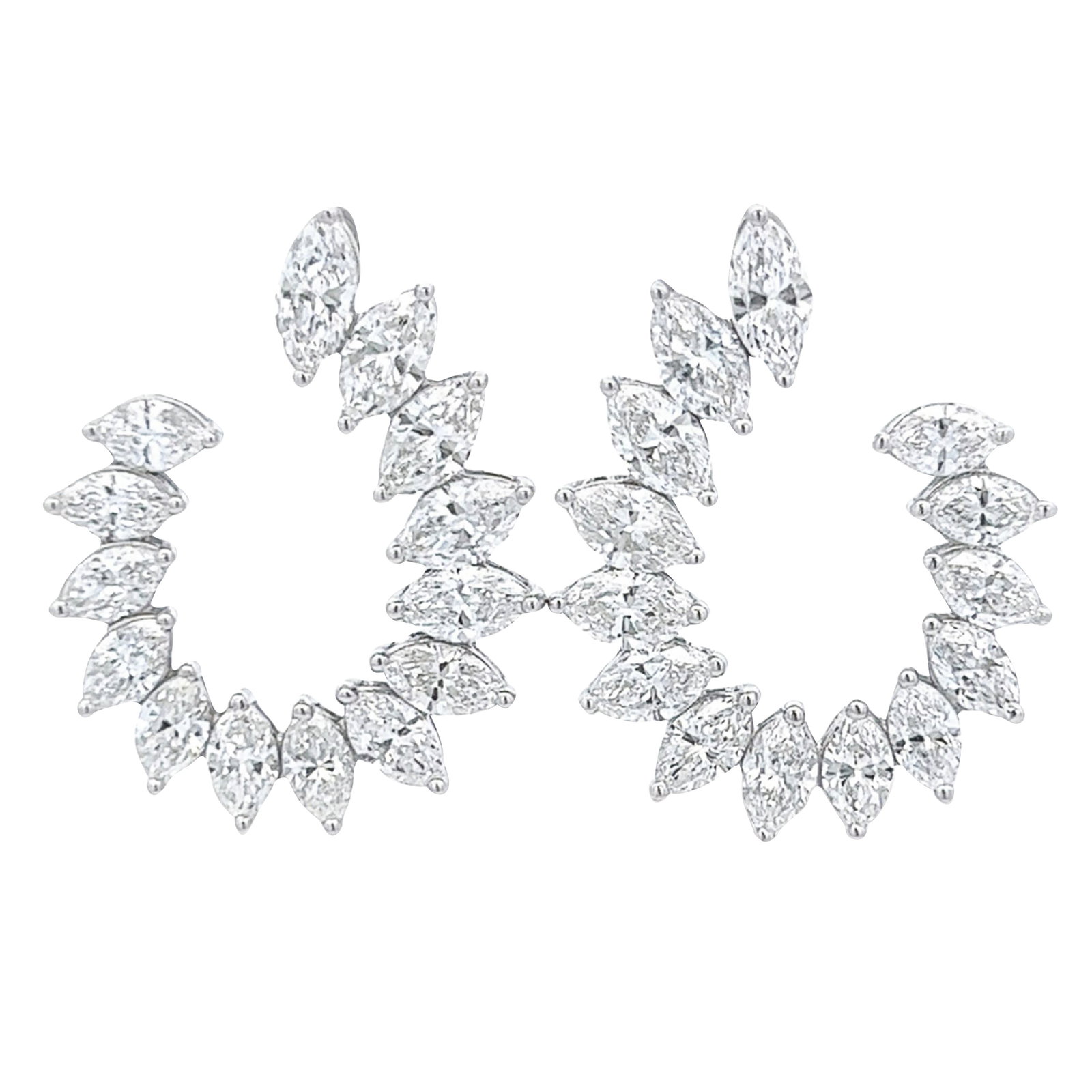 7.71ct Marquise Diamond Cluster Earrings 18k White Gold with Appraisal: 7.71ct Marquise Diamond Cluster Earrings 18k White Gold with Appraisal Elevate your elegance with these stunning Marquise Diamond Cluster Earrings, expertly crafted in 18k White Gold. Featuring a tota
