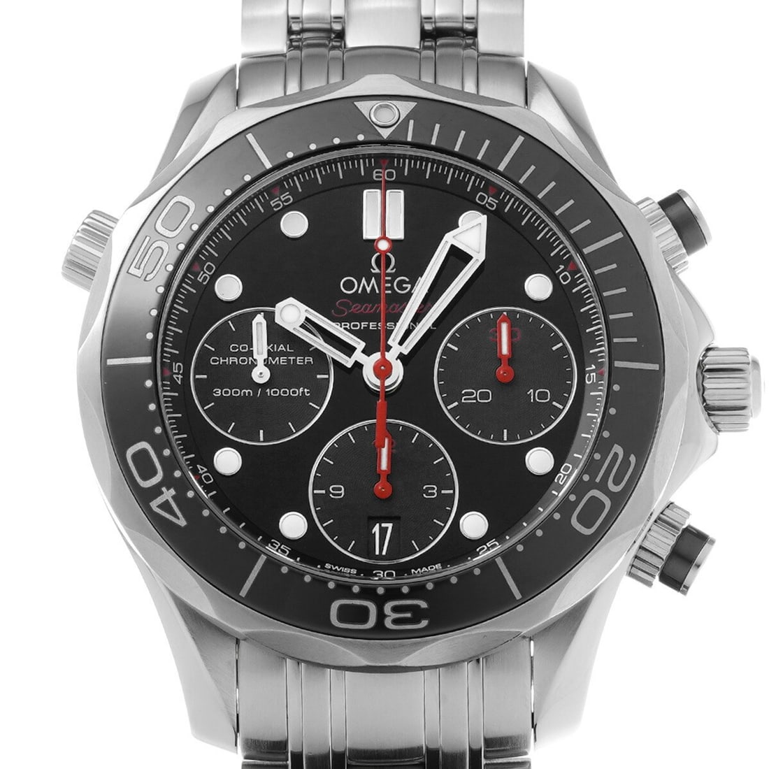 OMEGA Seamaster Diver 300 Co Axial Chronograph 212.30.42.50.01.001: OMEGA Seamaster Diver 300 Co Axial Chronograph 212.30.42.50.01.001 This is a pre-owned OMEGA Seamaster Diver 300 Co-Axial Chronograph wristwatch, model 212.30.42.50.01.001. Designed for men, this Swis