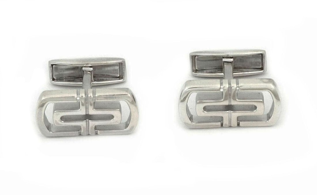 Bvlgari Parentesi Sterling Silver Men's Long Top Cufflinks (1 of 6)