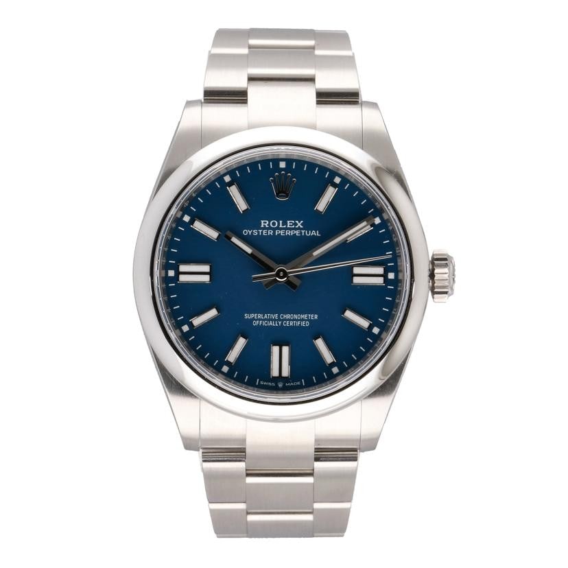 Rolex Oyster Perpetual 41 Med Blue 134300 Automatic Watch: Rolex Oyster Perpetual 41 Med Blue 134300 Automatic Watch This pre-owned ROLEX Oyster Perpetual 41 men's wristwatch, model 134300, features a 41 mm case and a medium blue dial. It is crafted with mate