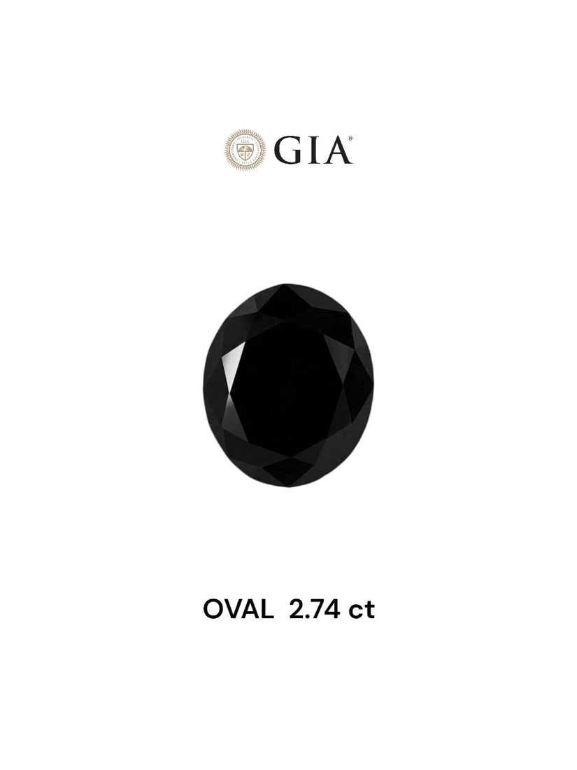 Loose Diamond - OVAL 2.74ct Fancy Black VVS2: Loose Diamond - OVAL 2.74ct Fancy Black VVS2 Source: Natural Shape: OVAL Carats: 2.74 Color: Fancy Black Certification: GIA Video: