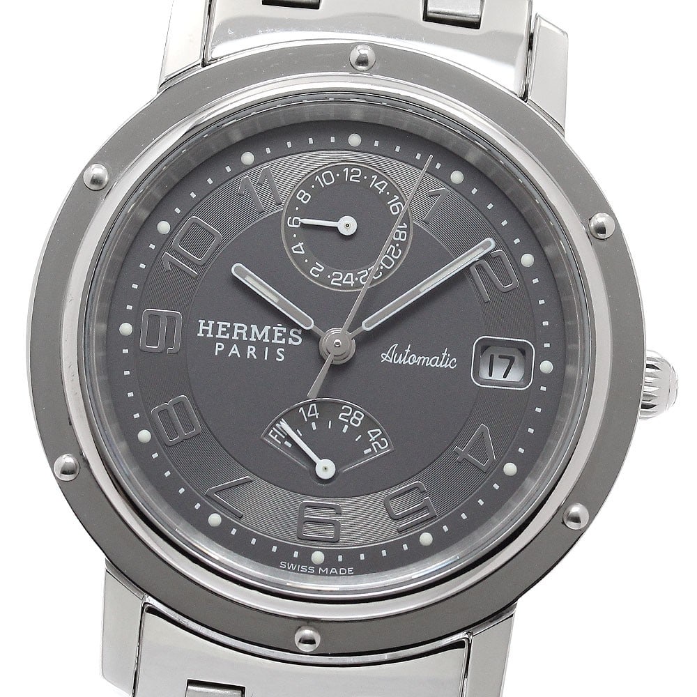 Hermes Clipper CL2.810 mens wristwatch with date power reserve: Hermes Clipper CL2.810 mens wristwatch with date power reserve Pre-owned Hermes Clipper Date Power Reserve men's wristwatch. Swiss-made and designed for the men's department, this watch combines a cla