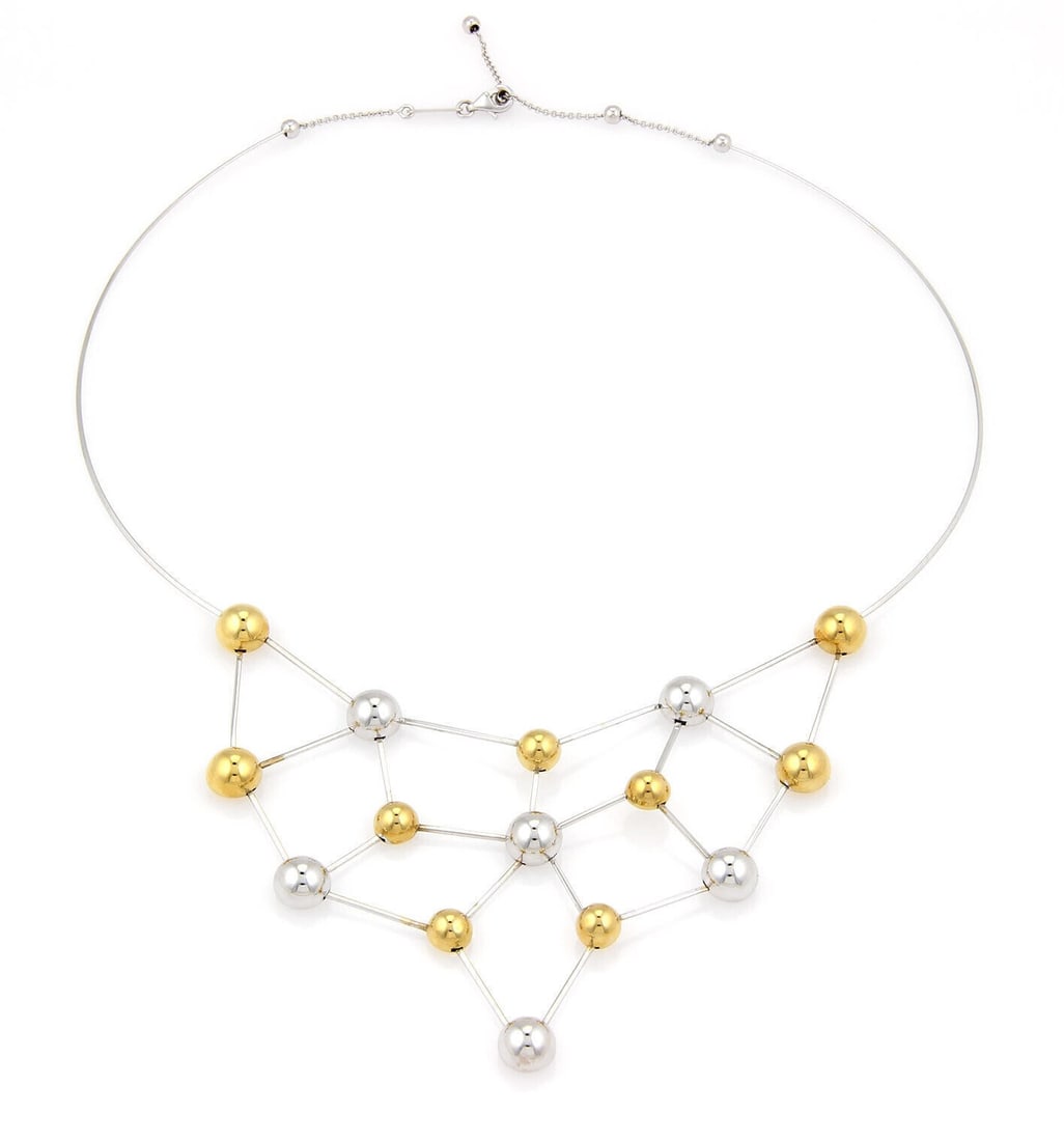 Chimento 18k Two Tone Gold Beaded Choker Necklace with Certificate: Chimento 18k Two Tone Gold Beaded Choker Necklace with Certificate This Chimento choker collar necklace is crafted in 18k yellow gold and white gold with a polished beaded design. It is signed, origin