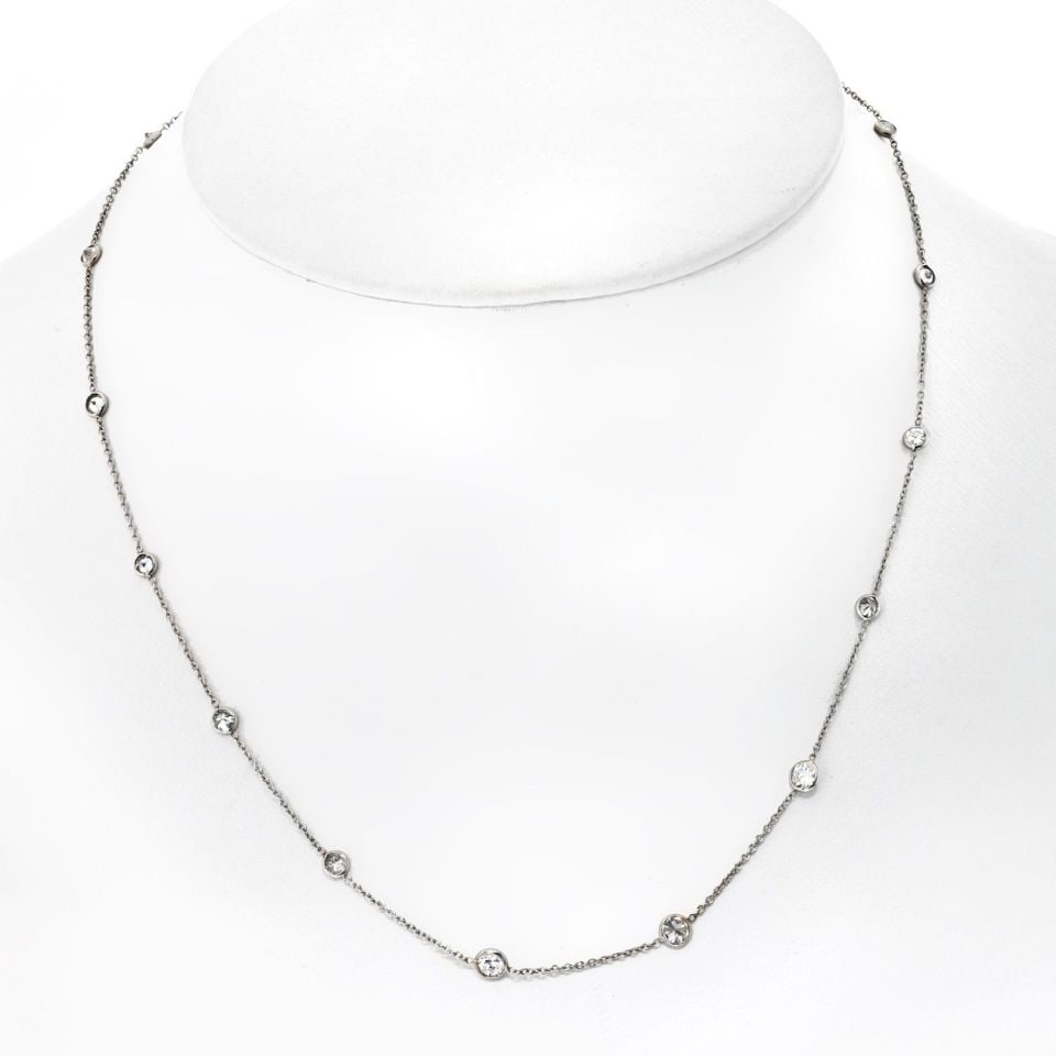 Diamonds by the Yard Necklace in 14K White Gold 2.07ct 16 Stones 16 Inch: Diamonds by the Yard Necklace in 14K White Gold 2.07ct 16 Stones 16 Inch This diamonds by the yard necklace features 16 round brilliant cut diamonds, totaling approximately 2.07 carats, set in 14K whi