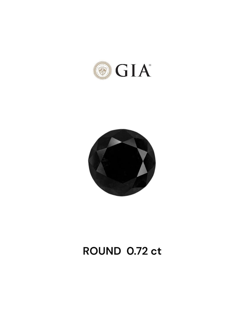 Loose Diamond - ROUND 0.72ct Fancy Black VVS2: Loose Diamond - ROUND 0.72ct Fancy Black VVS2 Source: Natural Shape: ROUND Carats: 0.72 Color: Fancy Black Certification: GIA Video: