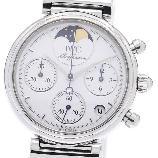 IWC IW373606 Da Vinci Chronograph Watch White Dial Papers 2002: IWC IW373606 Da Vinci Chronograph Watch White Dial Papers 2002 IWC Da Vinci Chronograph wristwatch with a white dial, reference IW373606. The watch is from 2002 and comes with papers. It is in good co