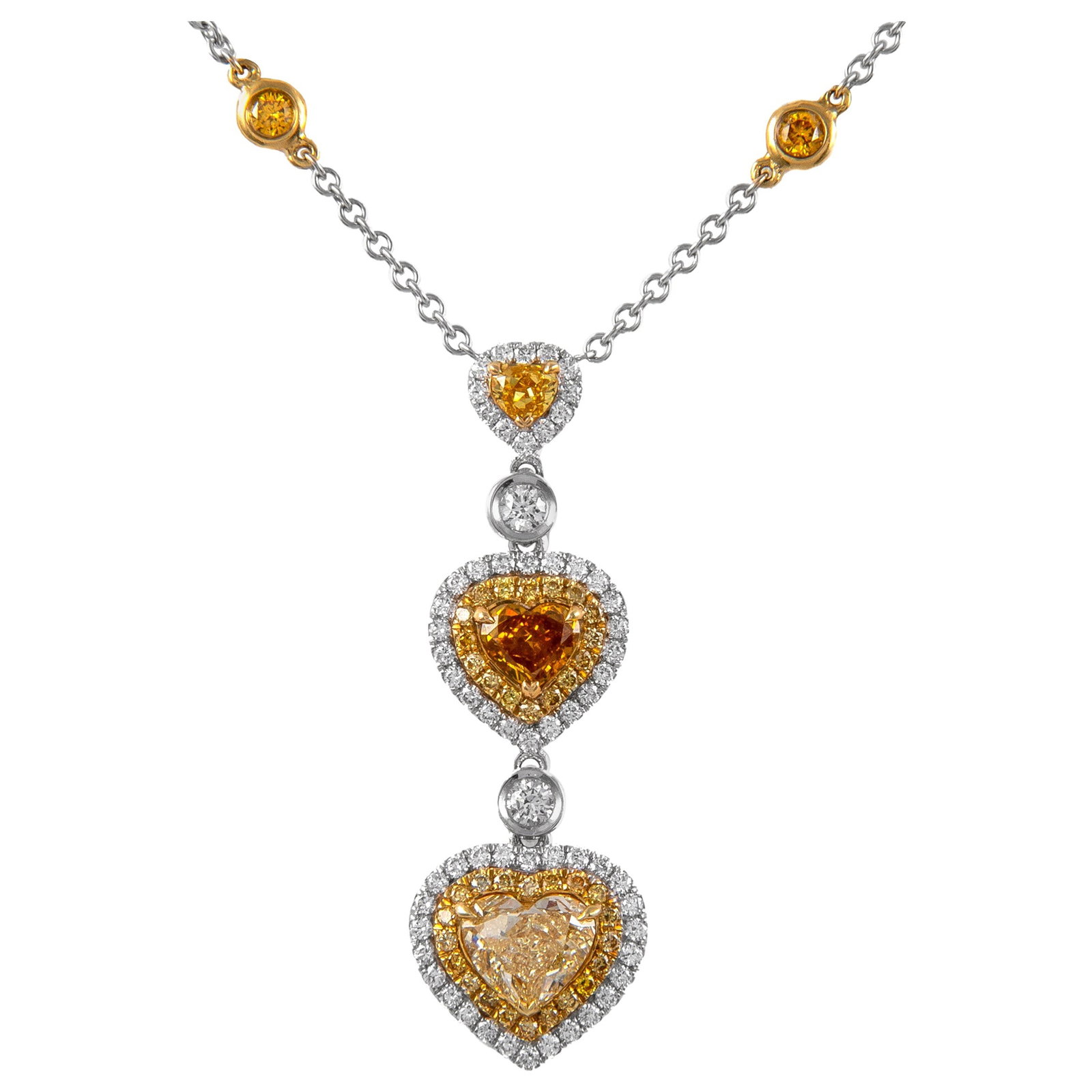 GIA 4.15ct Fancy Yellow Diamond Necklace 18k Gold: GIA 4.15ct Fancy Yellow Diamond Necklace 18k Gold This stunning drop necklace features a GIA certified 4.15 carat Fancy Yellow diamond, elegantly crafted in 18k gold. The centerpiece is a heart-shaped