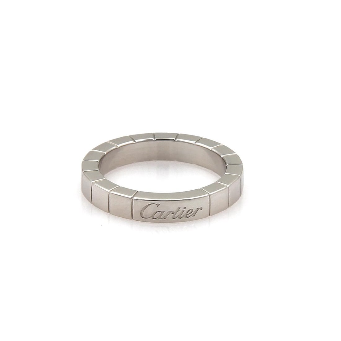 Cartier Lanieres 18k White Gold 3mm Band Ring Size 48 US 4.5: Cartier Lanieres 18k White Gold 3mm Band Ring Size 48 US 4.5 Experience the elegance of the Cartier Lanieres 18k White Gold Band Ring, a perfect blend of luxury and style. This exquisite ring is craft