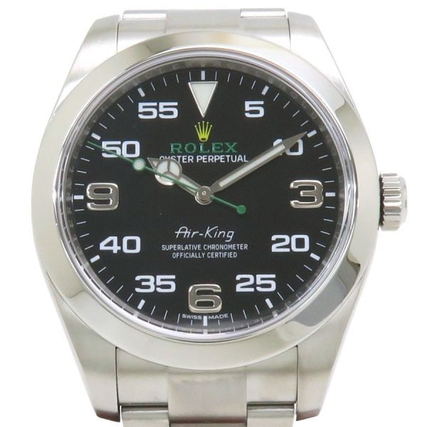 Rolex Air King 116900 40mm Stainless Steel Automatic Watch: Rolex Air King 116900 40mm Stainless Steel Automatic Watch This pre-owned ROLEX Air-King 40mm 116900 men's wristwatch features a stainless steel case and bracelet, complemented by a black dial with Ar