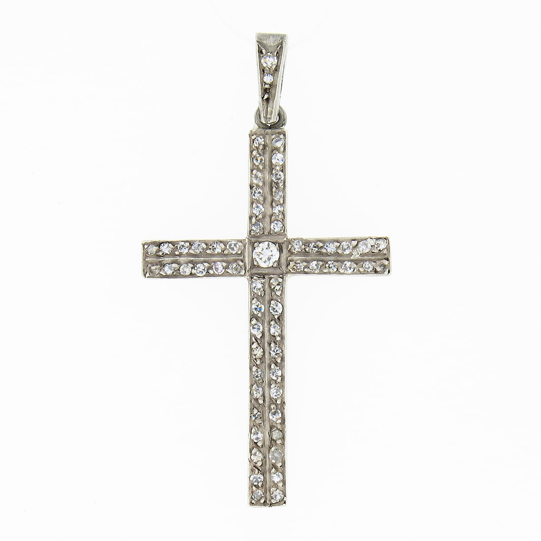 Diamond Cross Pendant 18k Gold Sterling Silver Vintage Unisex 0.66ctw (1 of 5)