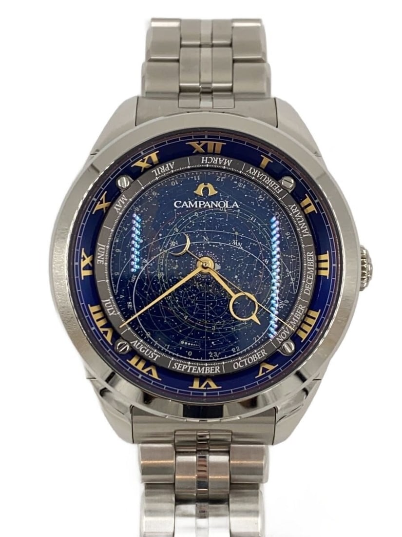 Citizen Campanola Limited Edition Blue Stainless Steel Wristwatch: Citizen Campanola Limited Edition Blue Stainless Steel Wristwatch This CITIZEN CAMPANOLA 25th Anniversary Limited Edition wristwatch is designed for men and crafted in Japan. The watch features a stri