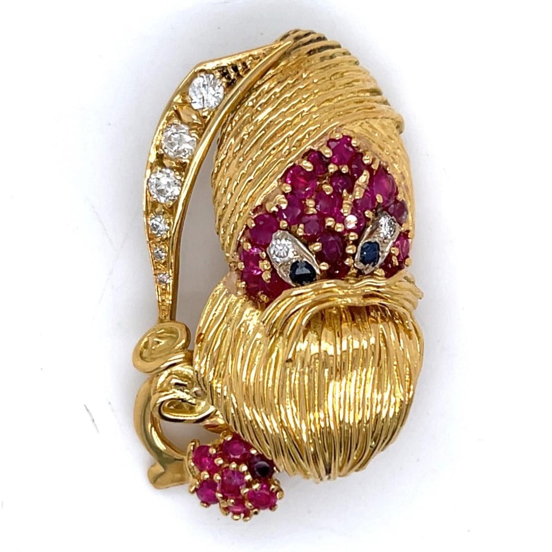 1960's 18K Yellow Gold Brooch with Burma Ruby and Diamond (1 of 5)