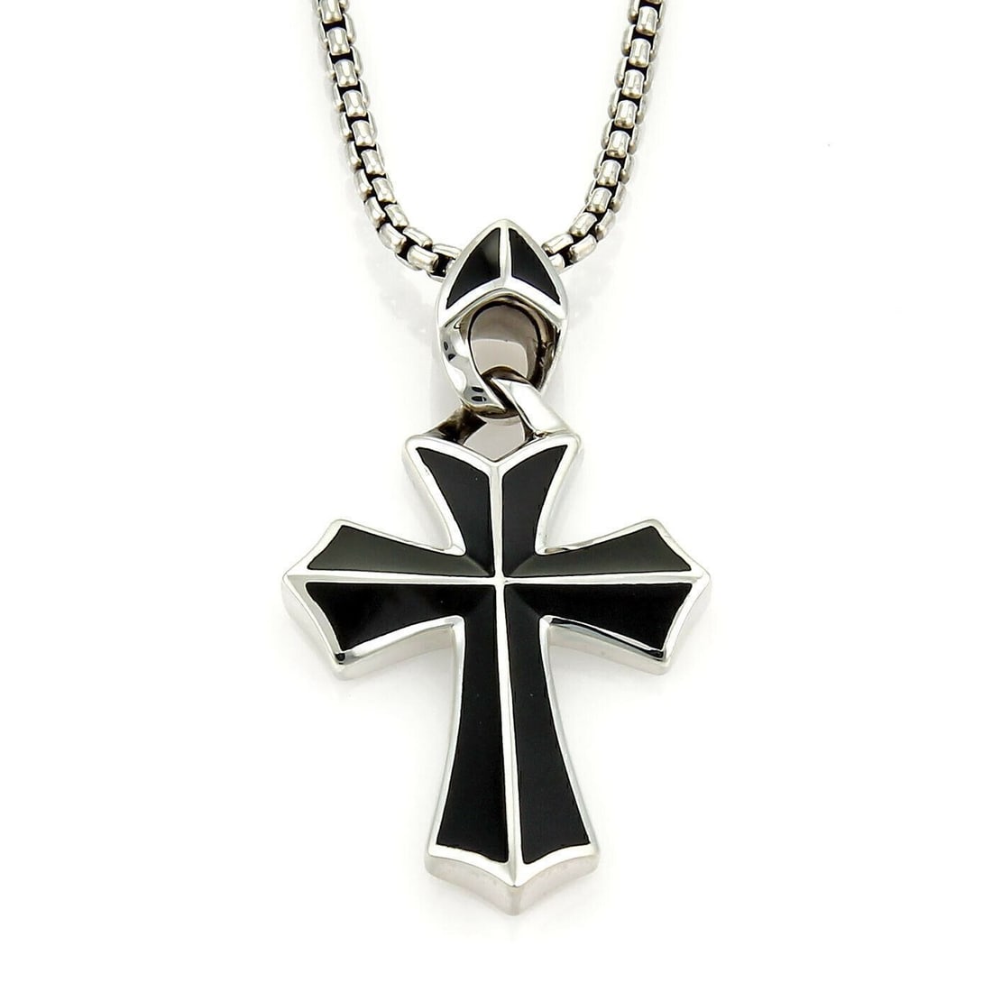Stephen Webster RAYMAN Onyx Cross Pendant Necklace Sterling Silver (1 of 6)