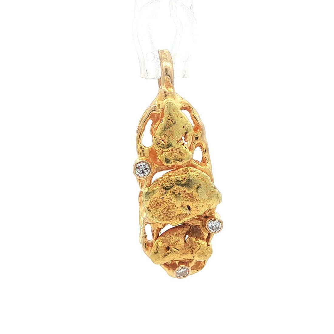 Solid 10k Yellow Gold Diamond Nugget Bar Pendant 0.06ctw: Solid 10k Yellow Gold Diamond Nugget Bar Pendant 0.06ctw This exquisite Y-Drop pendant features three natural genuine diamonds, meticulously bezel set for a striking effect. The round brilliant and ol