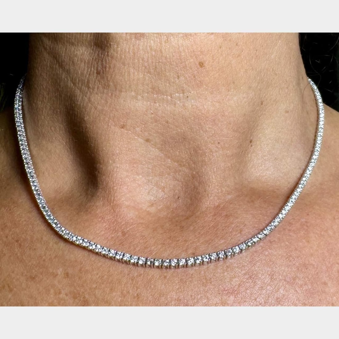 14K White Gold 6.00 Ct Diamond Tennis Necklace 182 Diamonds F-G VVS1-VS2: 14K White Gold 6.00 Ct Diamond Tennis Necklace 182 Diamonds F-G VVS1-VS2 This stunning 6.00 Ct. Diamond Tennis Necklace features a classic design crafted in 14K white gold. The necklace is adorned wit