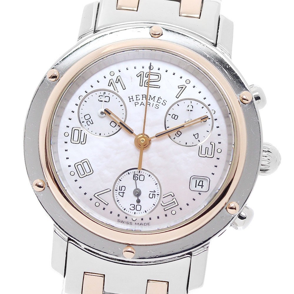 Hermes Clipper CL1.321 Nacre Chronograph Ladies Quartz Wristwatch (1 of 6)