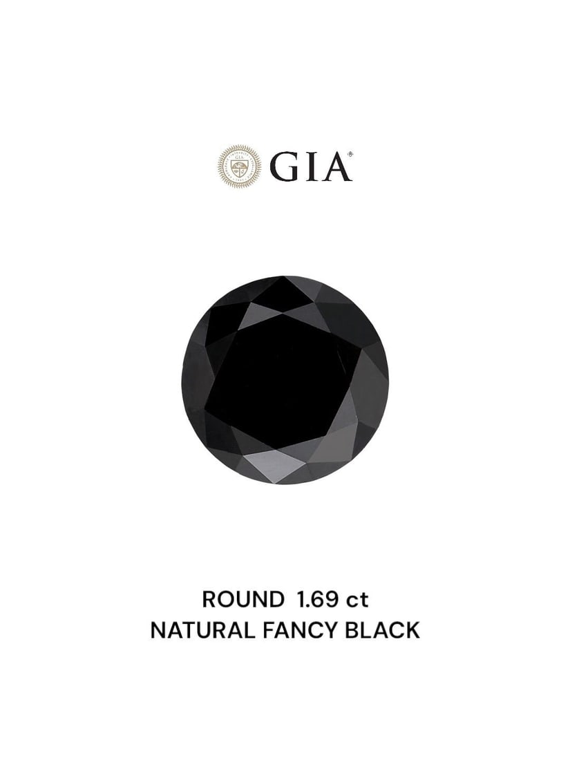 Loose Diamond - ROUND 1.69ct Fancy Black VVS2: Loose Diamond - ROUND 1.69ct Fancy Black VVS2 Source: Natural Shape: ROUND Carats: 1.69 Color: Fancy Black Certification: GIA Video: