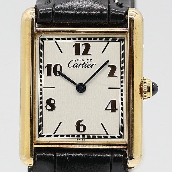 Vintage Cartier Must Tank Quartz White Dial Vermeil SV925 Wristwatch (1 of 4)