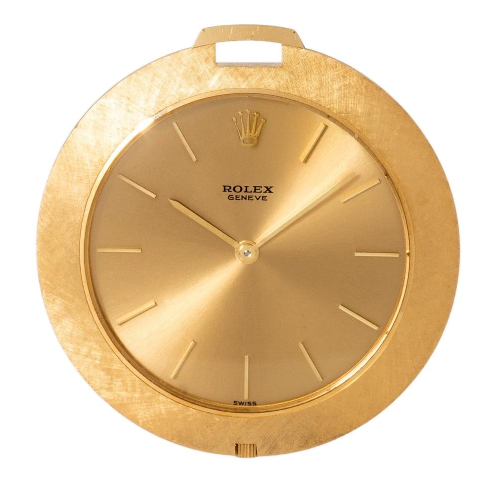 Rolex Cellini 18K Yellow Gold Pocket Watch 39mm Ref 3608J: Rolex Cellini 18K Yellow Gold Pocket Watch 39mm Ref 3608J This Rolex Cellini pocket watch features a gold dial and is crafted from 18K yellow gold. Measuring 39mm in diameter, this timepiece dates fro