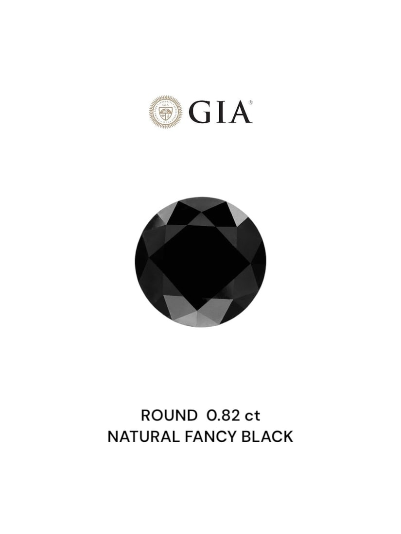 Loose Diamond - ROUND 0.82ct Fancy Black VVS2: Loose Diamond - ROUND 0.82ct Fancy Black VVS2 Source: Natural Shape: ROUND Carats: 0.82 Color: Fancy Black Certification: GIA Video:
