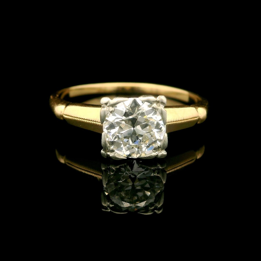 Vintage 14K Yellow Gold GIA Certified 1.04ct Old Cut Diamond Engagement Ring: Vintage 14K Yellow Gold GIA Certified 1.04ct Old Cut Diamond Engagement Ring This exquisite vintage engagement ring features a stunning 1.04ct old cut diamond, elegantly set in a solid 14k yellow gold
