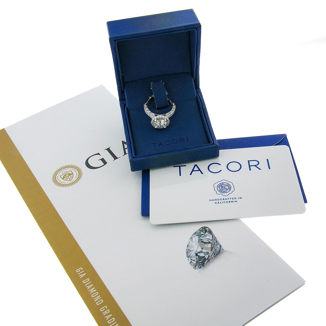 Tacori 18k White Gold 2.51ctw GIA Diamond Engagement Ring HT 2522 RD: Tacori 18k White Gold 2.51ctw GIA Diamond Engagement Ring HT 2522 RD This stunning engagement ring, designed by Tacori, features a breathtaking GIA certified round brilliant cut diamond at its center,