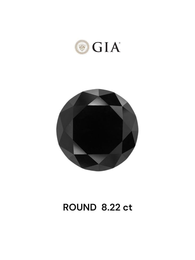 Loose Diamond - ROUND 8.22ct Fancy Black VVS2: Loose Diamond - ROUND 8.22ct Fancy Black VVS2 Source: Natural Shape: ROUND Carats: 8.22 Color: Fancy Black Certification: GIA Video: