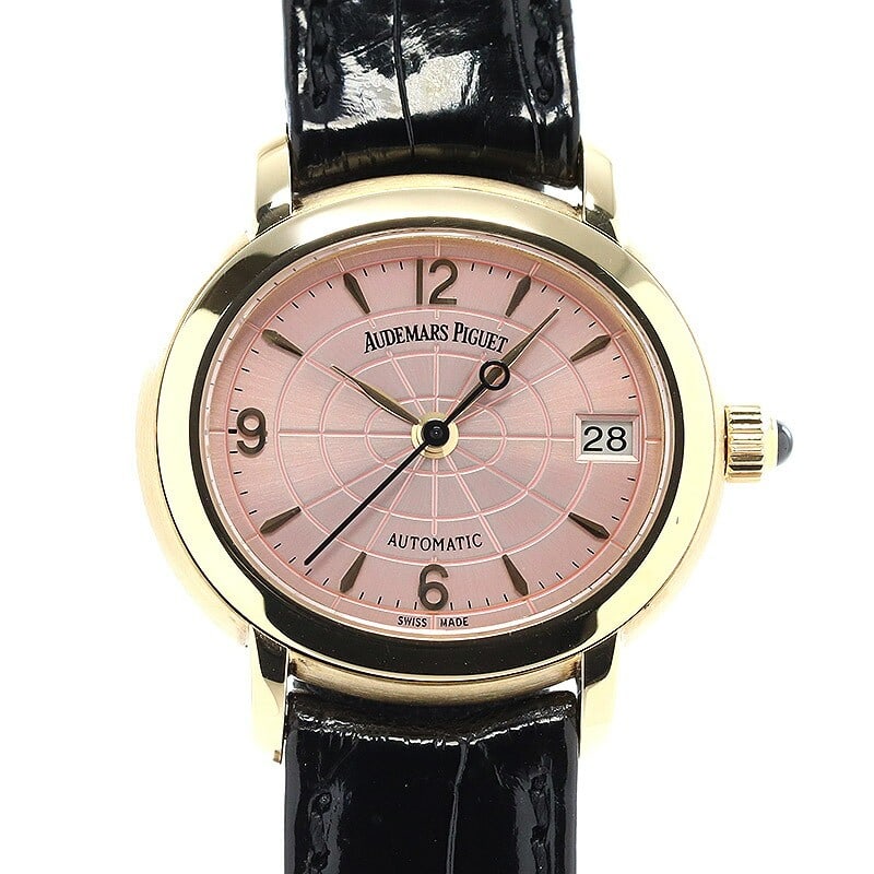 Audemars Piguet Millenary Automatic 77161BA.O.0001CR Pink Dial Womens Watch: Audemars Piguet Millenary Automatic 77161BA.O.0001CR Pink Dial Womens Watch This Audemars Piguet Millenary Automatic women's wristwatch features a distinctive oval 18K yellow gold case measuring appro