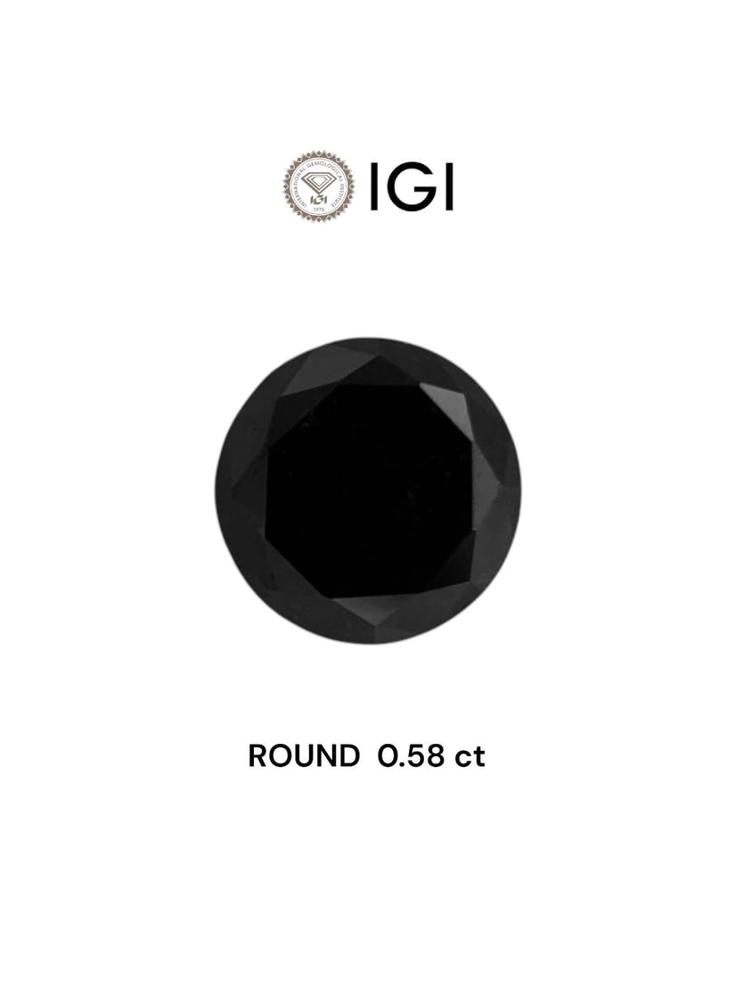 Loose Diamond - ROUND 0.58ct Black: Loose Diamond - ROUND 0.58ct Black Source: Natural Shape: ROUND Carats: 0.58 Color: Black Certification: IGI Video: