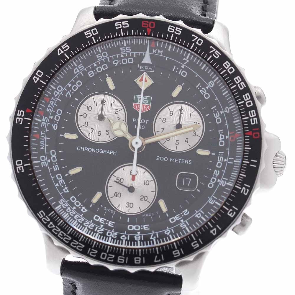 TAG Heuer Pilot 530.306 Quartz Chronograph Date Watch: TAG Heuer Pilot 530.306 Quartz Chronograph Date Watch This TAG Heuer Pilot Chronograph Date Quartz men's wristwatch features a stainless steel case paired with an un-used aftermarket leather strap. Th