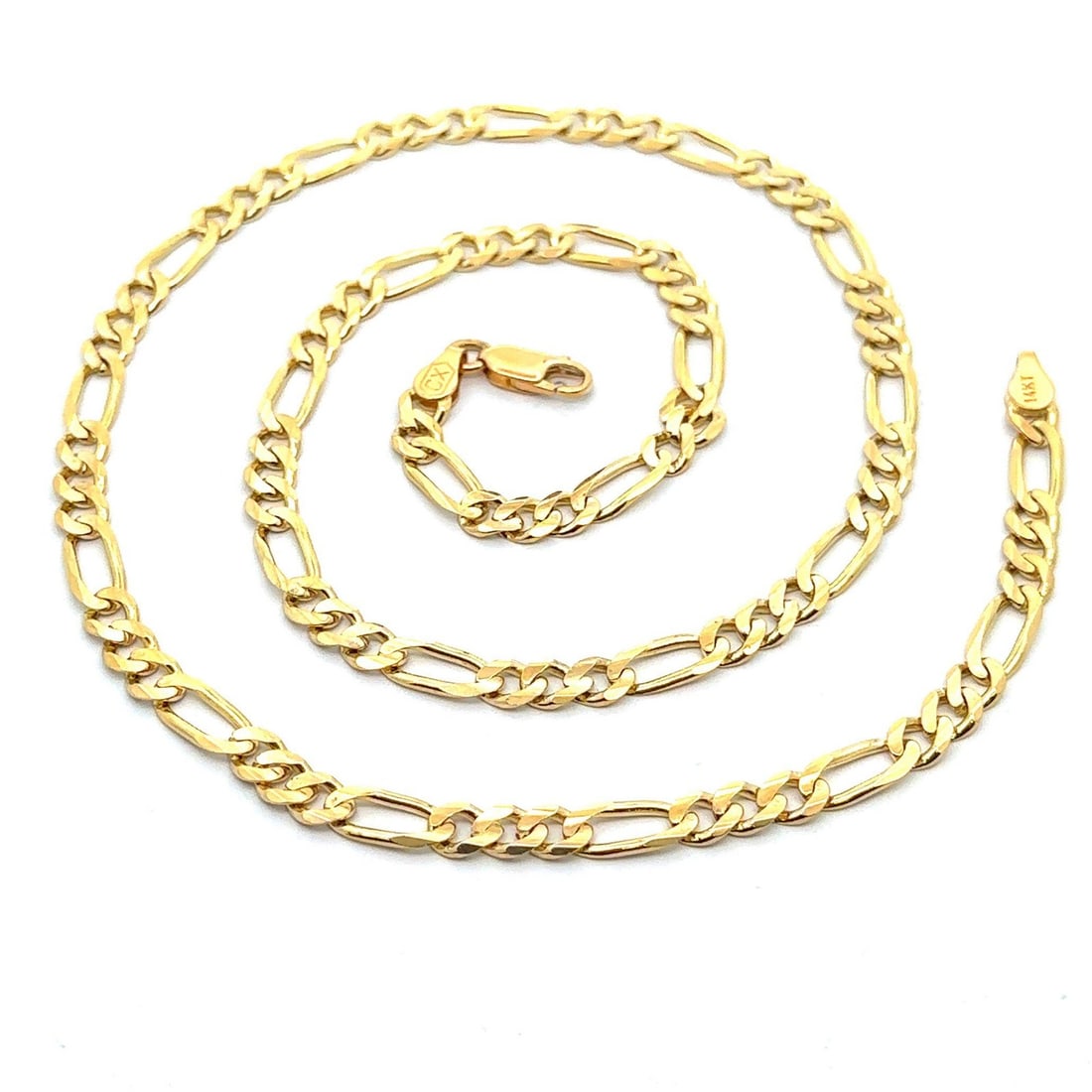 Solid 14k Yellow Gold 23 Inch Figaro Chain Necklace for Men (1 of 6)